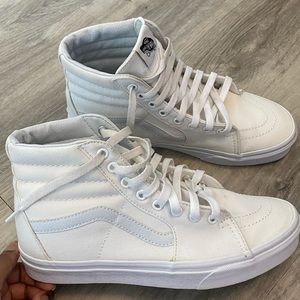 All white high top vans